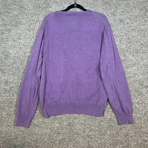 Gant Sweater Mens Large Purple Vneck Long Sleeve Pullover Grandpa Stretch - Picture 8 of 9